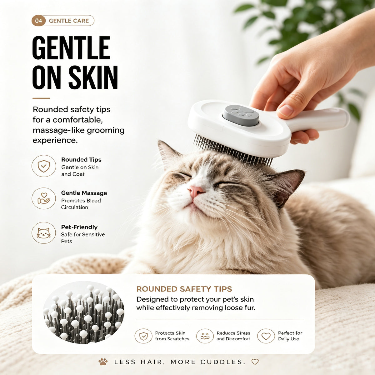 Pawmu Pet Slicker Brush For Cats & Dogs, Self-Cleaning Grooming