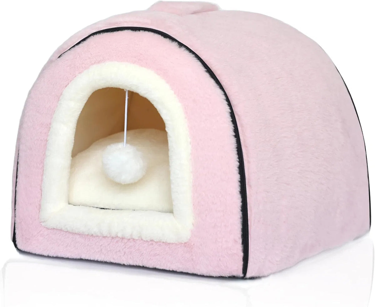 Pawmu Cat Bed For Indoor Cats Foldable Cave Anti-Slip Water-Resistant