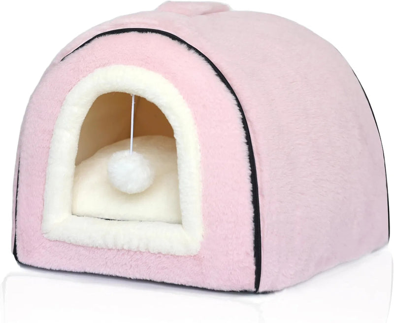 Pawmu Cat Bed For Indoor Cats Foldable Cave Anti-Slip Water-Resistant