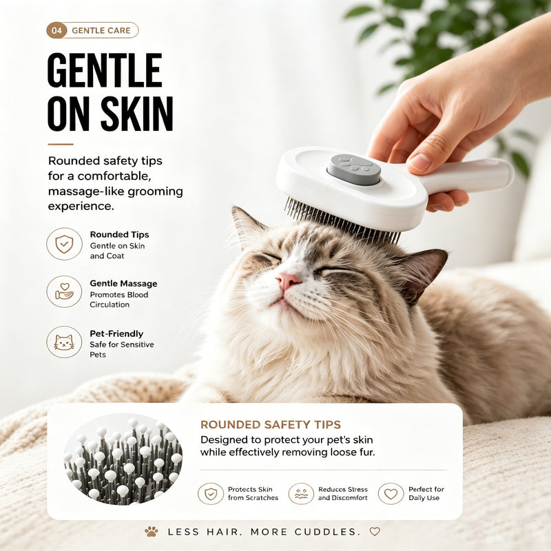 Pawmu Pet Slicker Brush For Cats & Dogs, Self-Cleaning Grooming