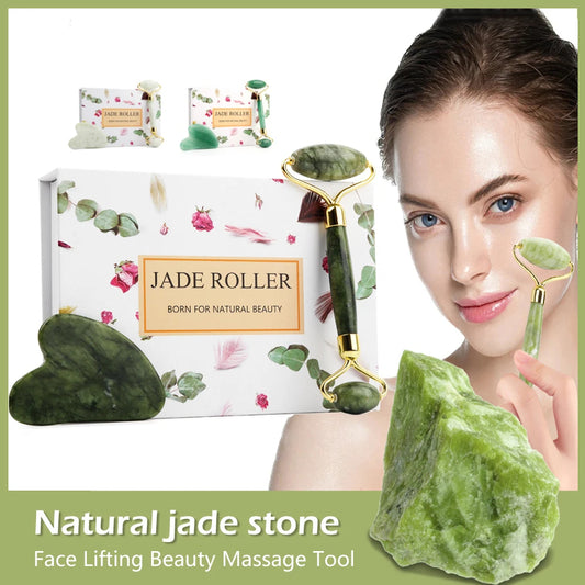 Gua Sha Massager Roller For Face Care Jade Roller Beauty Skin Scraping Chin Lift Natural Stone Muscle Relaxing Body Massage Tool